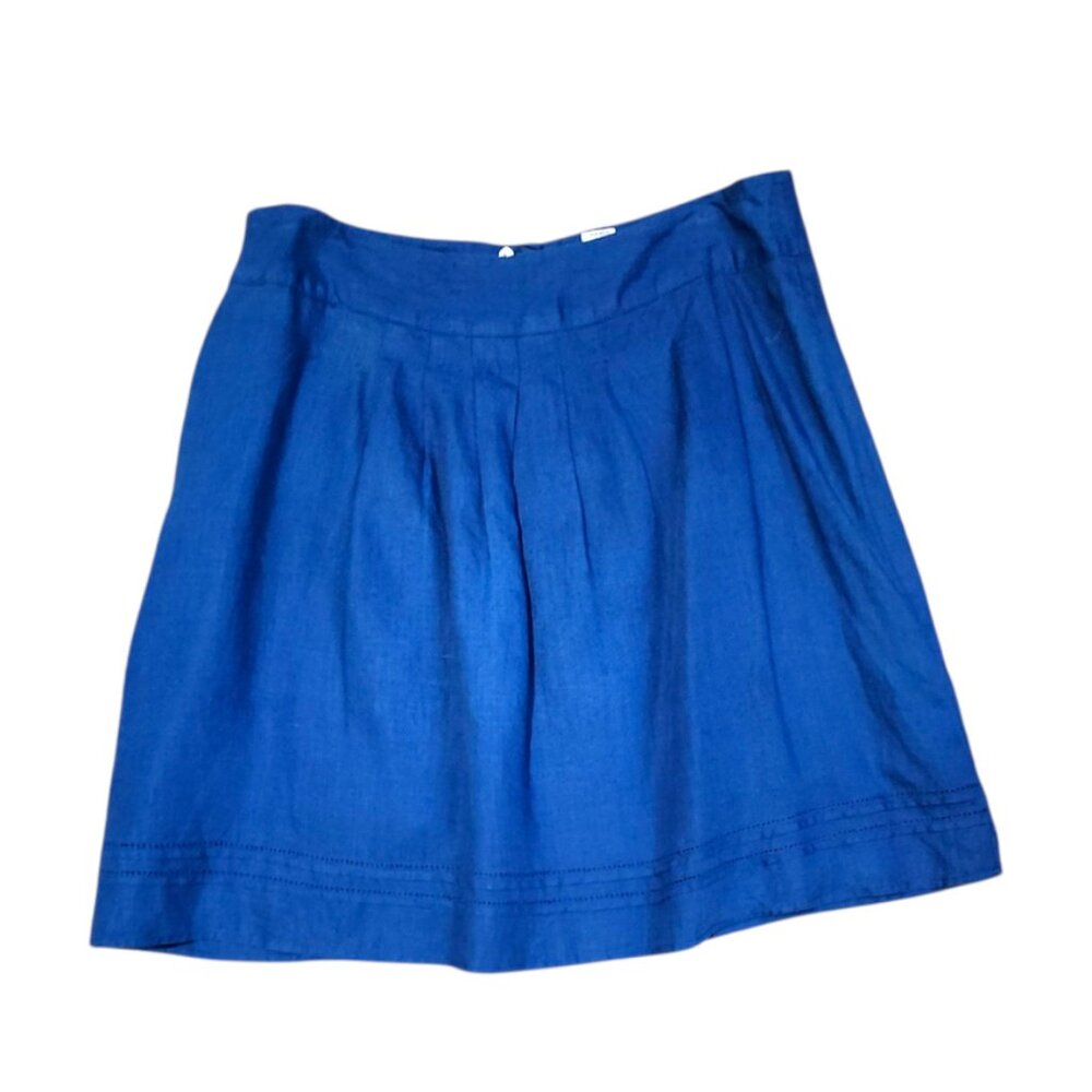 JAKES 100%‎ Linen A-Line Skirt Blue Pleated Short skirt Size 44